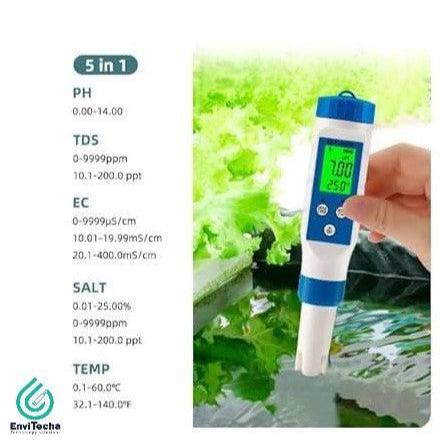 BLE-9909 :: Smart pH/TDS/EC/Salinity/Temperature Bluetooth - قلم قياس درجة الأس الهيدروجيني والملوحة والتوصيلية الكهربية وإمكانية الأكسدة والاختزال (بلوتوث)